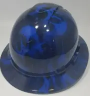 New Full Brim Hard Hat Custom Hydro Dipped CANDY BLUE MELTING SKULLS. FREE SHIP