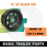 Sunraysia 14" HOLDEN HT Rim 14X6! BLACK! -OFFSET+14 Trailer Parts
