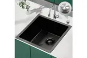 ACA Drainage system Stainless Steel Kitchen Sink Nano Black 440x440mm Handmade Laundry sink Single Bowl Bar Sink Strainer wastes