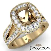 1.4Ct Diamond Engagement Cushion Semi Mount Halo Pave Set Ring 14k White Gold