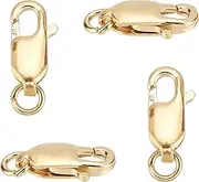 SUNNYCLUE 1 Box 4Pcs 14K Gold-Filled Lobster Claw Clasp with Open Jump Ring 10mm Lobster Clasps Bead Jewellery Findings for Beginners DIY Necklace Jewelry Making Crafts Supplies, Golden