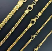 Men's Real 14k Gold Plated Solid 925 Sterling Silver Franco Chain Necklace
