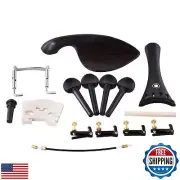 QWORK 15Pcs 4/4-3/4 Size Violin Fiddle Accessories Kit - Ebony Wood - Tailpie
