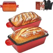 AILITOR 9x5 Enameled Cast Iron Loaf Pan with Lid - 2 in 1 Homemade Sourdough Bread Baking Pan