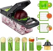 WVacFre Vegetable Chopper, Pro Onion Chopper, Multifunctional 14 in 1 Food Chopper, Kitchen Vegetable Slicer Dicer Cutter,Veggie Chopper with 8 Blades,Carrot and Garlic Chopper with Container