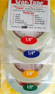 SAMPLE Pack Scor Tape - 1 each 1/8" 1/4" 3/8" 1/2" Scor-Pal ~ FREE SHIPPING!!!
