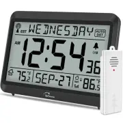 Atomic Clock with Indoor Outdoor Temperature, Self-Setting Digital Wall Clock...