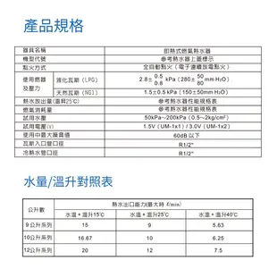 莊頭北 TH-3126RF 12L 屋外一般型 安全熱水器 大廈專用款 天然 / 液化 含基本安裝