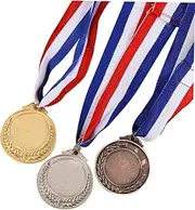 HANABASS Metal Award Medal Set 3pcs Sports Medals Academic Ribbon Style Competition Prize 5.1cm Diameter