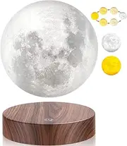 [UVEHAS] Levitating Moon Lamp, Magnetic Levitation Spinning 3D Printing Moon Light, Floating Moon Lamp for Home Office Decoration (White, Yellow, Gradient)