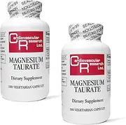 Magnesium Taurate - 125 mg Elemental Magnesium - 180 Veggie Caps in Each Sealed Bottle - 2 Bottles - 360 Vegetarian Capsules