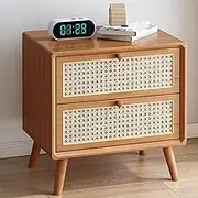 Nightstand, End Table, Side Table with 2 Drawers Storage Cabinet for Bedroom, Living Room, Farmhouse Design, Wood Rustic(A,35 * 40 * 49cm)