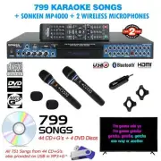 Sonken MP4000 Pro Karaoke Machine + 799 Songs + 2 Wireless Microphones