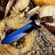 HUNTING/CHOPPER/CAMPING HANDMADE BY FORGED HUNTER WITH LEATHER SHEATH