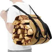 Firewood Carrier Bag Backpack, Waxed Canvas Wood Log Carrier for Firewood, Heavy Duty Firewood Carrying Backpack Bag with 2 Adjustable Shoulder Straps & Padded Handle