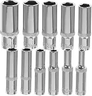 ERINGOGO 1/4 Socket Set 11 Pieces Long Steel Sockets for Ratchet Wrenches Durable