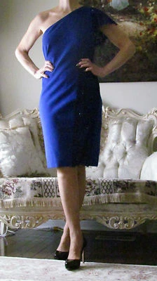 EMILIO PUCCI Runway Cobalt Blue,Embellished Lace Dress IT 46,US 10-12/L-XL,UK 14
