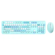Aula AC306 2.4G Wireless Keyboard and Mouse Combo Set, Retro Colorful 104 Round Keys for Laptop, PC, Desktop, Office, Blue