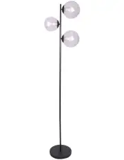 [Sarantino] 3-Light Floor Lamp With Glass Shades Black Metal