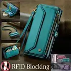 For iPhone 16 15 14 13 12 11 Pro Max Plus Case Wallet Leather ZIP Strap Cover