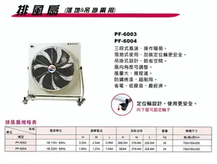 【HAWRIN 華菱】工業用風扇/排風扇PF-6003(110V) (6.2折)