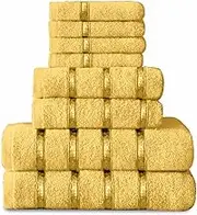 GC GAVENO CAVAILIA 8 Piece Towel Bale Set - Egyptian Cotton | Face Towel | Hand Towel | Bath Towel | - Quick Dry & Highly Absorbent Towels Ochre - Washable Towels for Bathroom