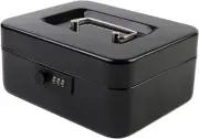 Small Cash Box with Combination Lock and Removable Cash Tray, Metal Money Box...