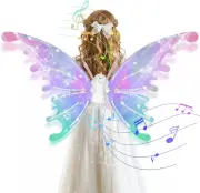Multicolored LED Fairy Wings with Lights & Music for Girls' Dress-Up