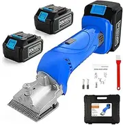 Electric Horse Clippers Cordless, Electric Equine Shears with 2 Batteries, 6-Speed Adjustable, Detachable Blade, 2500r/min Professional Horse Hair Equine Trimmer for Pet, Livestock Coats
