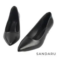 在飛比找momo購物網優惠-【SANDARU 山打努】跟鞋 俐落尖頭素面細跟中跟鞋(黑)