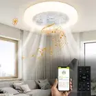22.5" Ceiling Fan LED Light Bluetooth Speaker 3 Color Change &3 Speed Chandelier