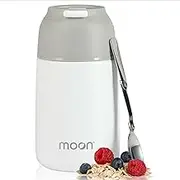 Moon Food Jar - Thermal Food Containers to Keep Your Lunch Hot or Cold For Longer - Perfect Leakproof Insulated Lunch Box for Soup, Free Folding Spoon, 100% Food Safe, Australian Company (700ml White)