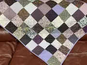 Patchwork Lap Quilt, Purple & Pink, 36" x 45", Quilts for Sale, Crib Quilt