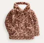 Mini Boden Kids' Leopard Print Faux Fur Hooded Coat 2-3