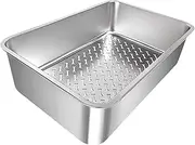 yuksok Stainless Steel Litter Box Indoor Cats Litter Tray Pet Cleaning Tool Easy Clean No Smell with High Sides Pet Toilet for Bunny
