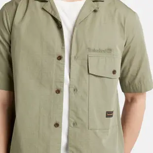 Timberland 男款灰綠色短袖襯衫|A6QRW590