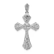 14k White Gold 1/3ct. Real Diamond Fancy Cross Pendant