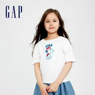 Gap 女童裝 Gap x Snoopy史努比聯名 純棉T恤-亮白色(752745)