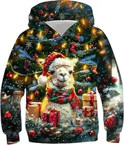 [ZenGents] Ugly Christmas Hoodies for Boys Girls Xmas Funny Novelty Cool Sweatshirt Pullover With Pocket Size 6-16