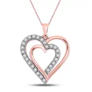 14k Rose Gold Round Diamond Heart Pendant 1/10 Cttw
