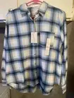 NWT Universal Threads Juniors Long Sleeve Blue Plaid Button-Up
