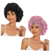 Satin Silk Bonnet for Sleeping - Jumbo Sleep Cap, Color I-black Peach Pink