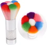 Gogogmee Nail Art Dust Brush with Metal Handle Petal Shape Rainbow Makeup Powder Cleaner for Nail Polish and DIY Nail Art Convenient for Professional and Home Use Silver