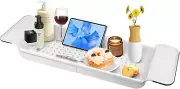 Extendable Bathtub Caddy Tray Adjustable Bath Shelf Tub Board Organiser with