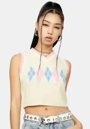Angel Schooled U Cropped Argyle Vest