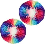 LIFKOME 2pcs Shower Cap Elastic Band Bath Caps Elastic Band Hair Cap Elastic Hair Cap Bathing Hair Cap Elastic Bath Hat Elastic Bath Cap Hair Shower Hat Shower Hair Bonnet for Women Satin