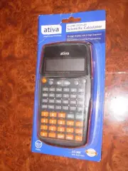 Ativa Scientific Calculator 2 Line Display AT-30I Trig Fraction Handheld - BLACK