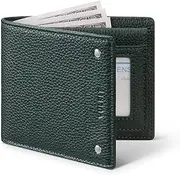 [VULKIT] Men's Bifold Wallet Genuine Leather Wallet RFID Blocking with Multiple Card Slots and Double ID Windows Everyday Carry Wallet