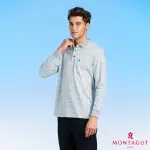 【MONTAGUT 夢特嬌】經典花紋休閒長袖POLO衫(W2214-85藍)