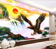 3D Waterfall Eagle Sun G9072 Wallpaper Wall Murals Removable Self-adhesive Honey